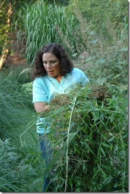 fran with weeds