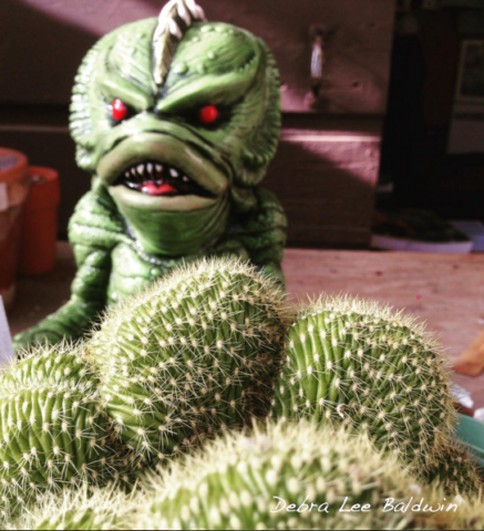Crested cactus with creature from the black lagoon